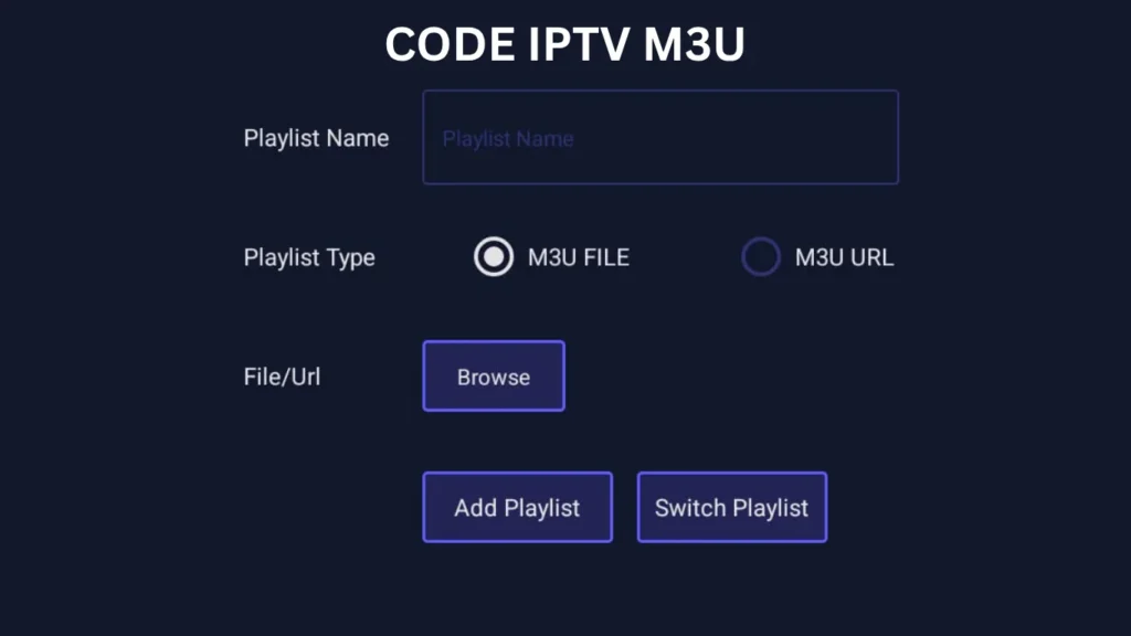 Code IPTV m3u interface